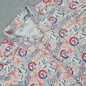 Texas Rangers MLB Mens Medium White Tropical Floral Button Down Shirt Globe Life